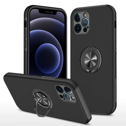 iPhone 12 Pro Max Elit Yüzüklü Kapak Kılıf - Siyah