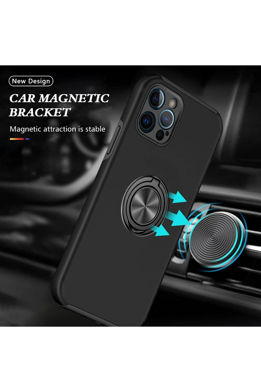 iPhone 12 Pro Max Elit Yüzüklü Kapak Kılıf - Siyah 5