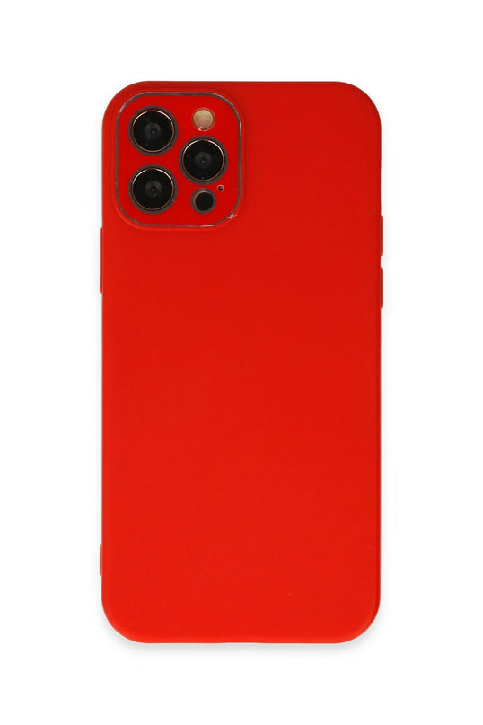 iPhone 12 Pro Max Lansman Glass Kapak Kılıf - Kırmızı