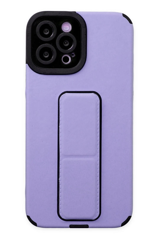 iPhone 12 Pro Max Mega Standlı Silikon Kılıf - Lila