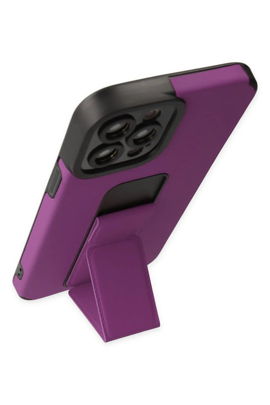 iPhone 12 Pro Max Mega Standlı Silikon Kılıf - Mor 3