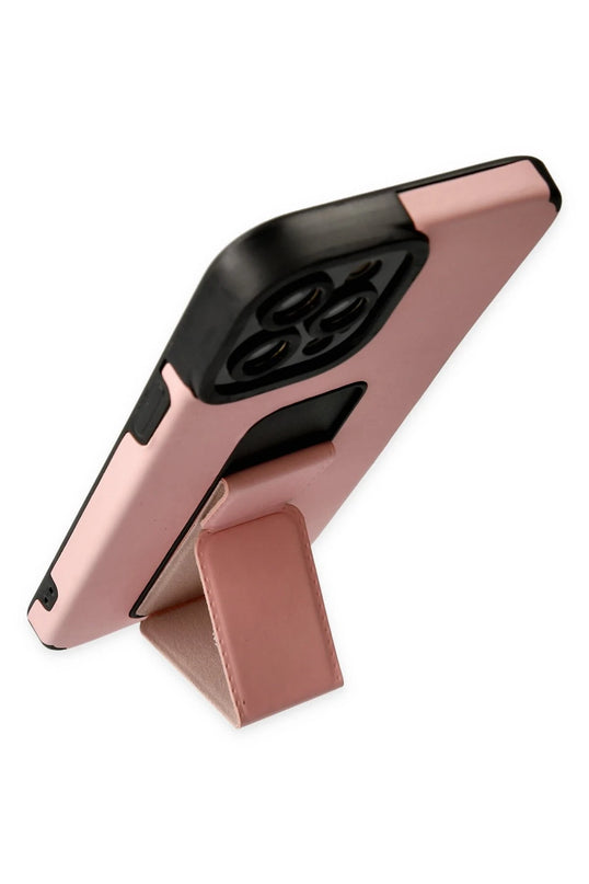iPhone 12 Pro Max Mega Standlı Silikon Kılıf - Pudra 3