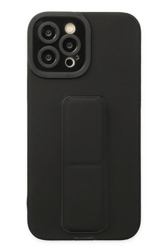 iPhone 12 Pro Max Mega Standlı Silikon Kılıf - Siyah