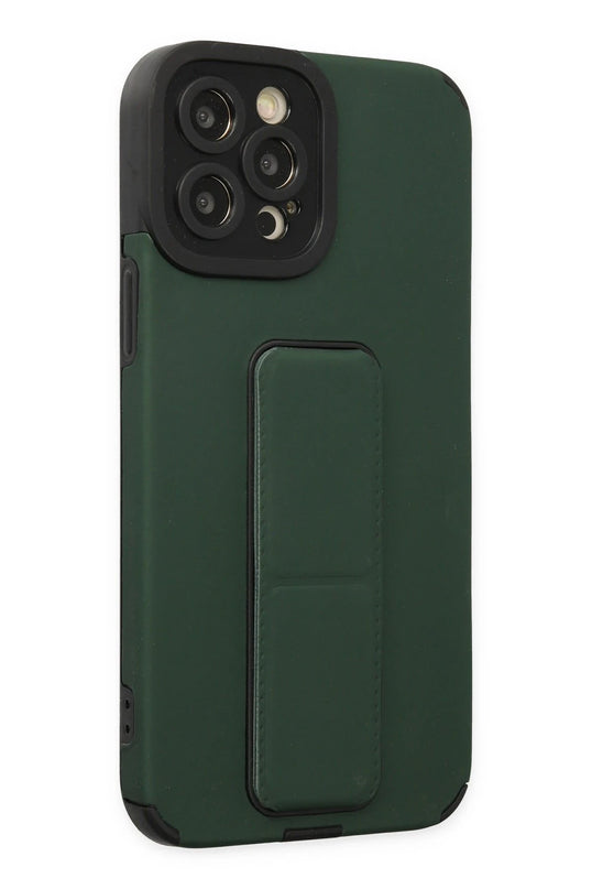 iPhone 12 Pro Max Mega Standlı Silikon Kılıf - Yeşil 2