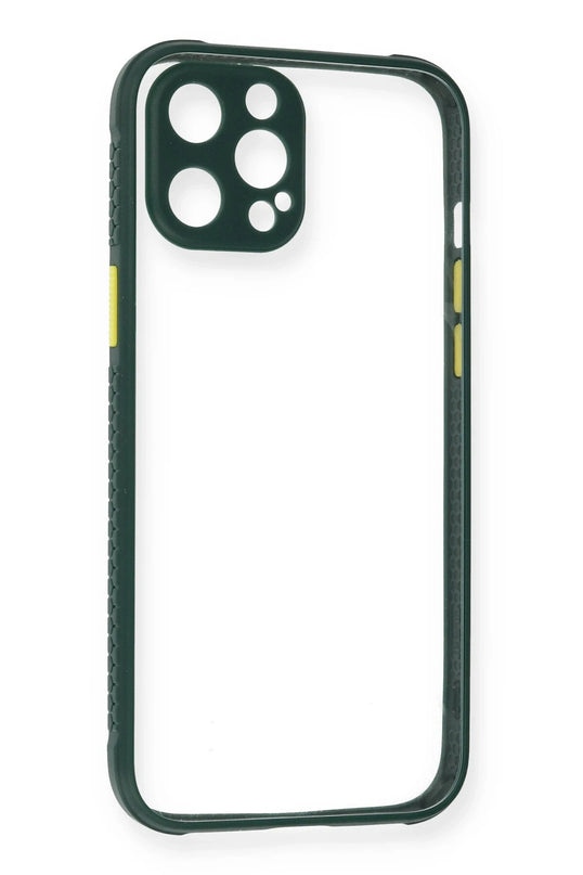 iPhone 12 Pro Max Miami Şeffaf Silikon Kılıf - Koyu Yeşil