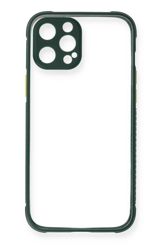 iPhone 12 Pro Max Miami Şeffaf Silikon Kılıf - Koyu Yeşil 2