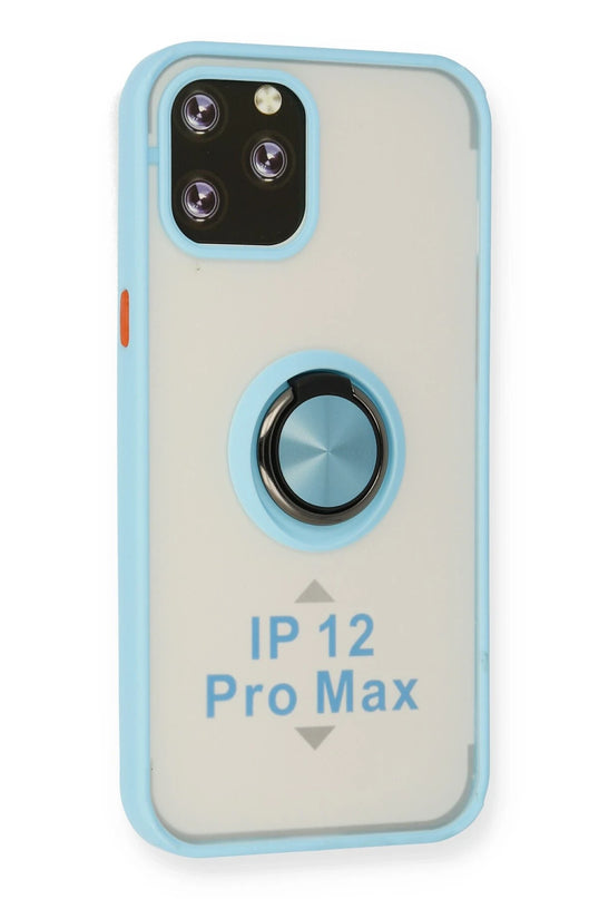 iPhone 12 Pro Max Montreal Yüzüklü Silikon Kapak Kılıf - Buz Mavi 2