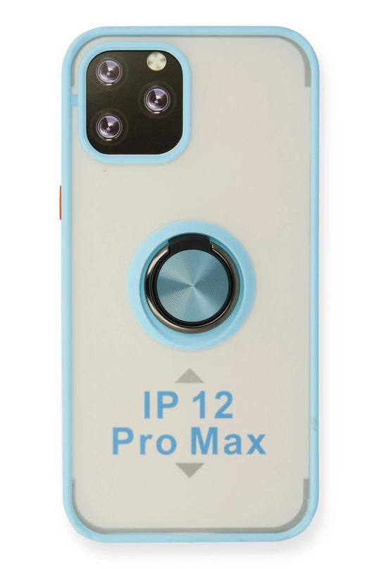 iPhone 12 Pro Max Montreal Yüzüklü Silikon Kapak Kılıf - Buz Mavi