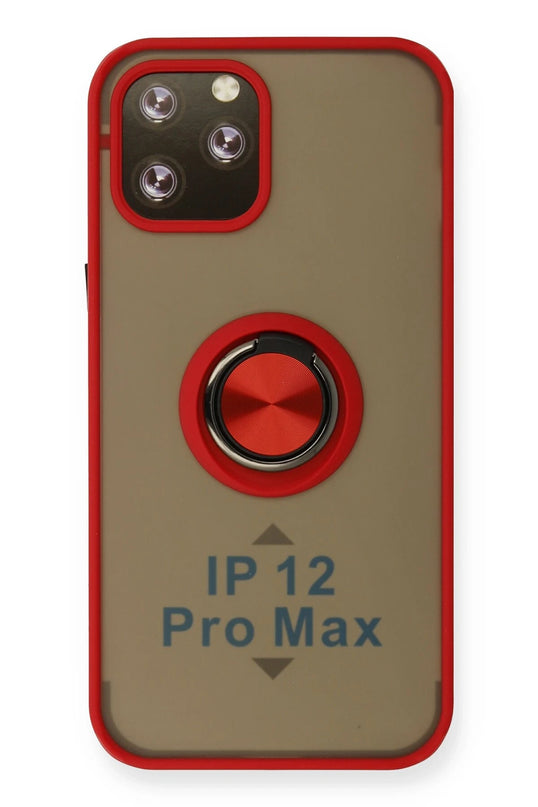iPhone 12 Pro Max Montreal Yüzüklü Silikon Kapak Kılıf - Kırmızı