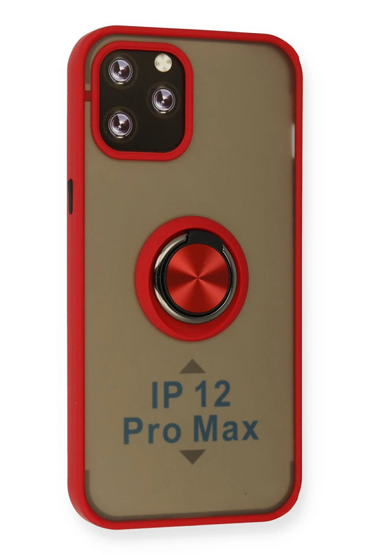 iPhone 12 Pro Max Montreal Yüzüklü Silikon Kapak Kılıf - Kırmızı 2