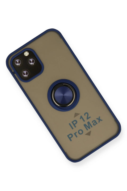 iPhone 12 Pro Max Montreal Yüzüklü Silikon Kapak Kılıf - Lacivert 3