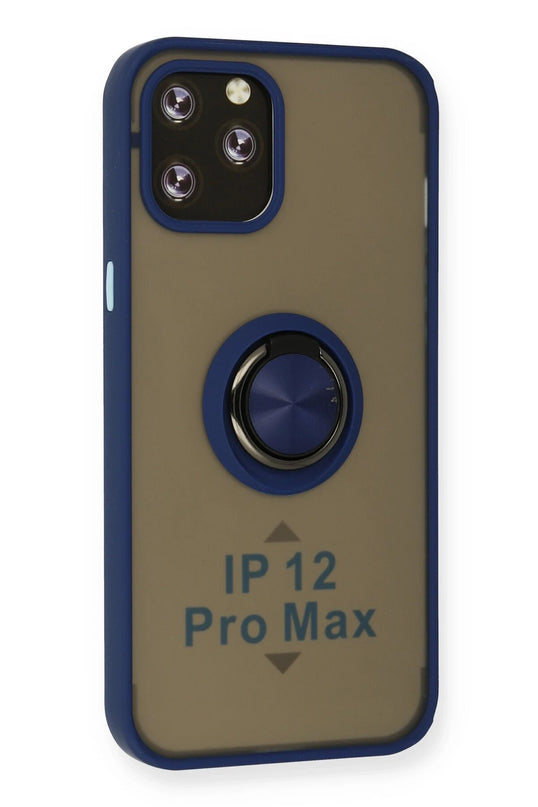 iPhone 12 Pro Max Montreal Yüzüklü Silikon Kapak Kılıf - Lacivert 2