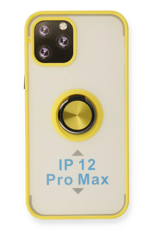 iPhone 12 Pro Max Montreal Yüzüklü Silikon Kapak Kılıf - Sarı