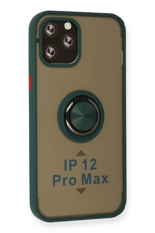 iPhone 12 Pro Max Montreal Yüzüklü Silikon Kapak Kılıf - Yeşil 2