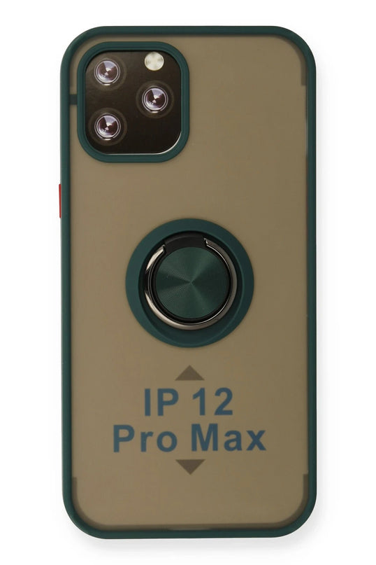 iPhone 12 Pro Max Montreal Yüzüklü Silikon Kapak Kılıf - Yeşil