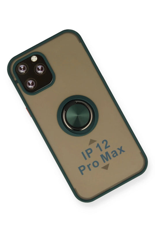 iPhone 12 Pro Max Montreal Yüzüklü Silikon Kapak Kılıf - Yeşil 3