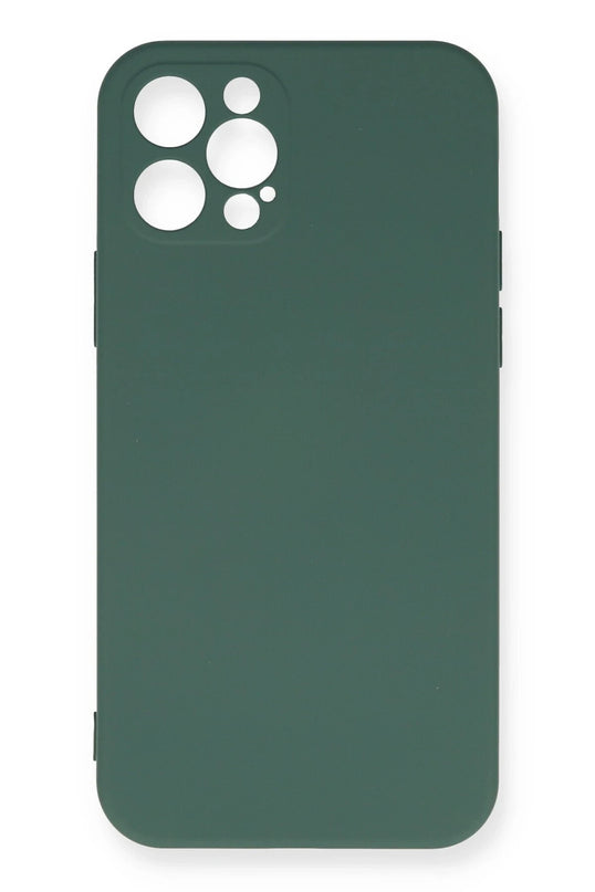 iPhone 12 Pro Max Nano içi Kadife Silikon Kılıf - Koyu Yeşil