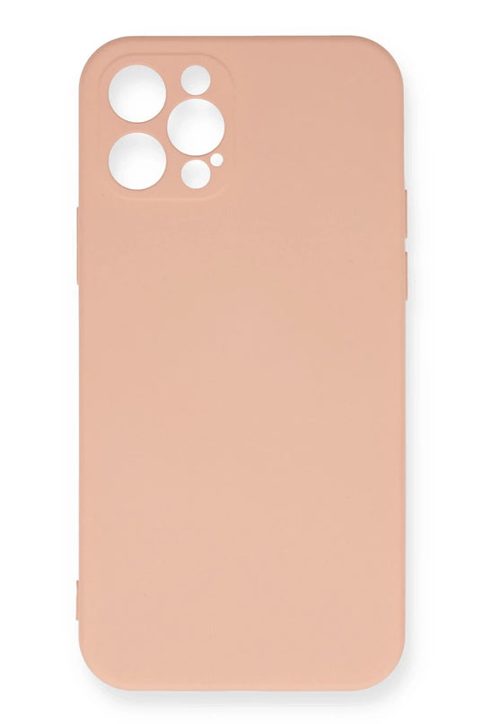 iPhone 12 Pro Max Nano içi Kadife Silikon Kılıf - Pudra