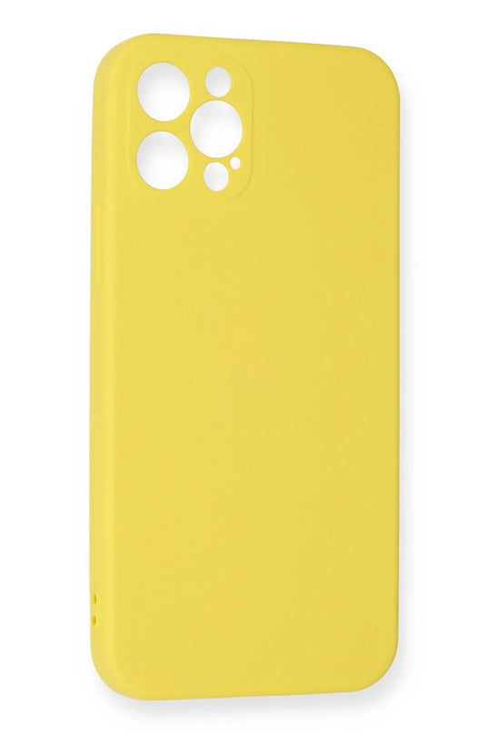 iPhone 12 Pro Max Nano içi Kadife Silikon Kılıf - Sarı 3