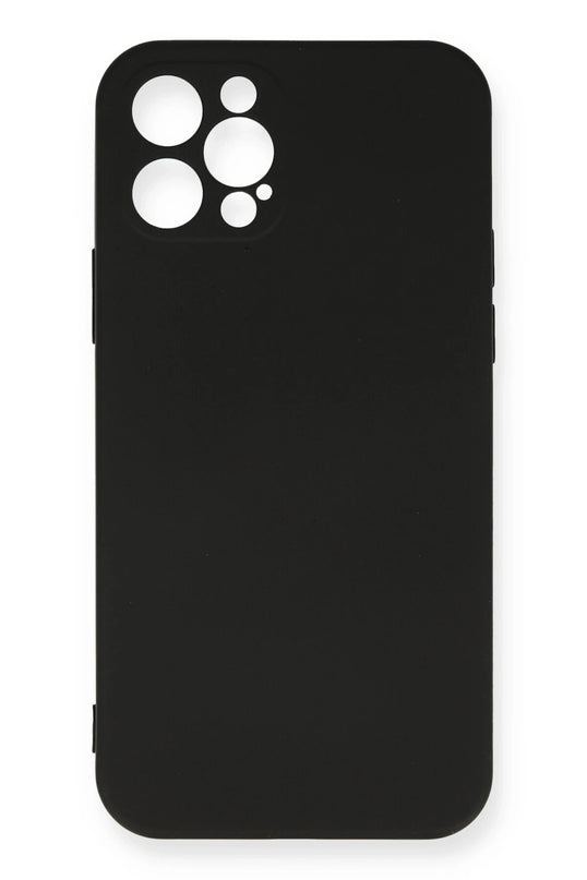 iPhone 12 Pro Max Nano içi Kadife Silikon Kılıf - Siyah