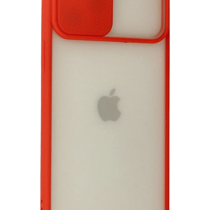 iPhone 12 Pro Max Palm Buzlu Kamera Sürgülü Silikon Kılıf - Kırmızı 3