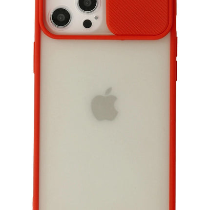iPhone 12 Pro Max Palm Buzlu Kamera Sürgülü Silikon Kılıf - Kırmızı