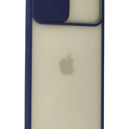 iPhone 12 Pro Max Palm Buzlu Kamera Sürgülü Silikon Kılıf - Lacivert 3