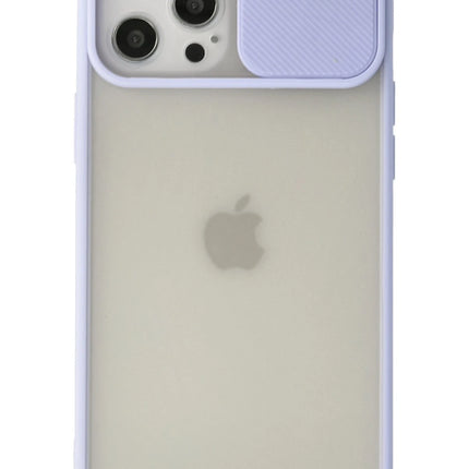 iPhone 12 Pro Max Palm Buzlu Kamera Sürgülü Silikon Kılıf - Lila