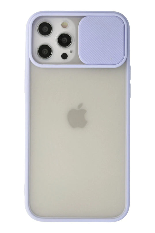 iPhone 12 Pro Max Palm Buzlu Kamera Sürgülü Silikon Kılıf - Lila