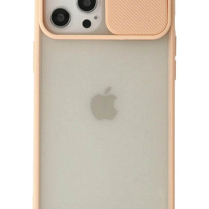 iPhone 12 Pro Max Palm Buzlu Kamera Sürgülü Silikon Kılıf - Pembe