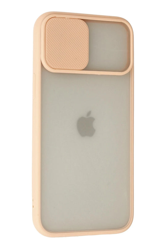 iPhone 12 Pro Max Palm Buzlu Kamera Sürgülü Silikon Kılıf - Pembe 3