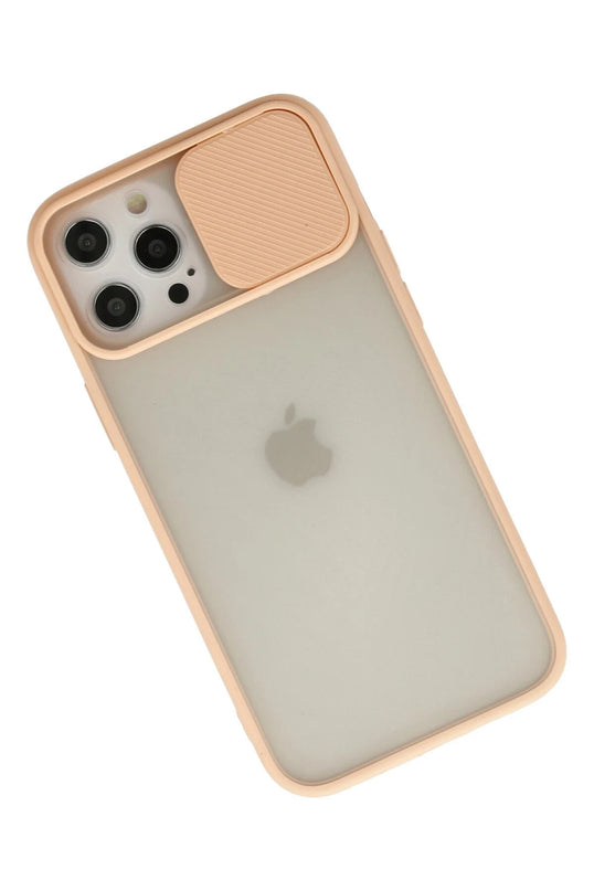 iPhone 12 Pro Max Palm Buzlu Kamera Sürgülü Silikon Kılıf - Pembe 2
