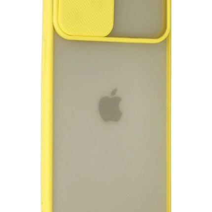 iPhone 12 Pro Max Palm Buzlu Kamera Sürgülü Silikon Kılıf - Sarı 3