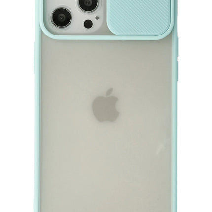 iPhone 12 Pro Max Palm Buzlu Kamera Sürgülü Silikon Kılıf - Turkuaz