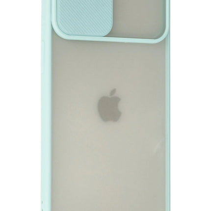 iPhone 12 Pro Max Palm Buzlu Kamera Sürgülü Silikon Kılıf - Turkuaz 3