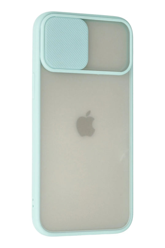 iPhone 12 Pro Max Palm Buzlu Kamera Sürgülü Silikon Kılıf - Turkuaz 3
