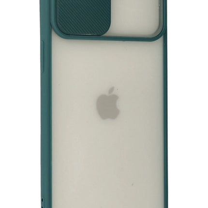 iPhone 12 Pro Max Palm Buzlu Kamera Sürgülü Silikon Kılıf - Yeşil 3