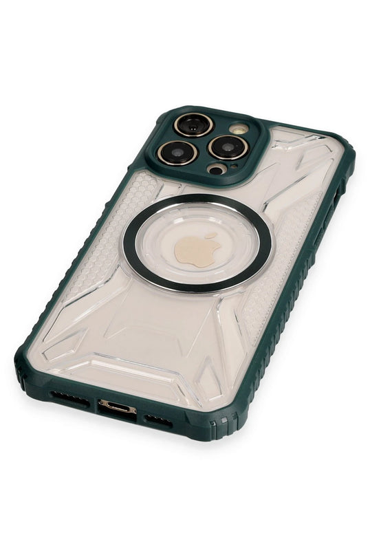 iPhone 12 Pro Max Prag Magneticsafe Kapak Kılıf - Koyu Yeşil 4