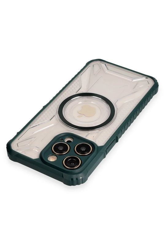 iPhone 12 Pro Max Prag Magneticsafe Kapak Kılıf - Koyu Yeşil 3