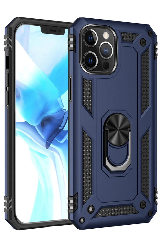 iPhone 12 Pro Max Sofya Yüzüklü Silikon Kapak Kılıf - Lacivert