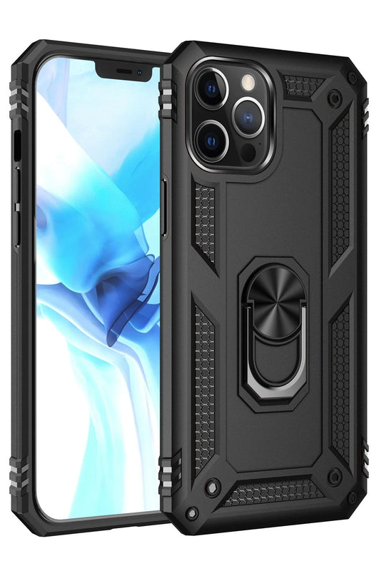 iPhone 12 Pro Max Sofya Yüzüklü Silikon Kapak Kılıf - Siyah