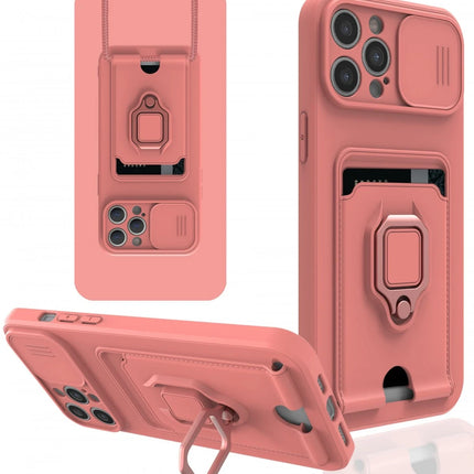 iPhone 12 Pro Max Zuma Kartvizitli Yüzüklü Silikon Kılıf - Pembe