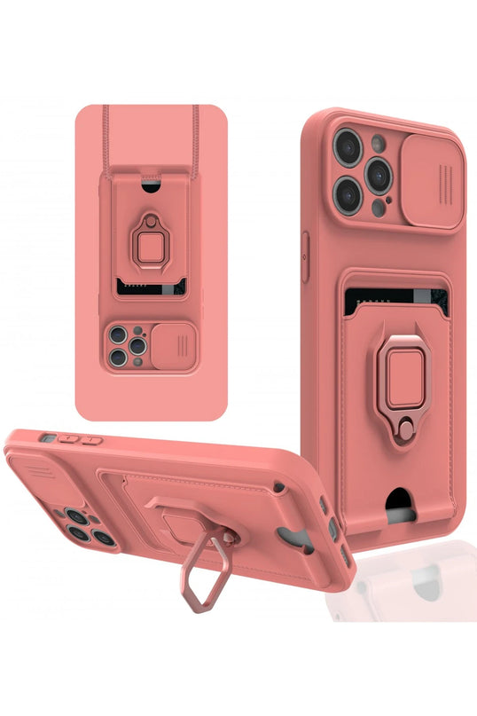 iPhone 12 Pro Max Zuma Kartvizitli Yüzüklü Silikon Kılıf - Pembe