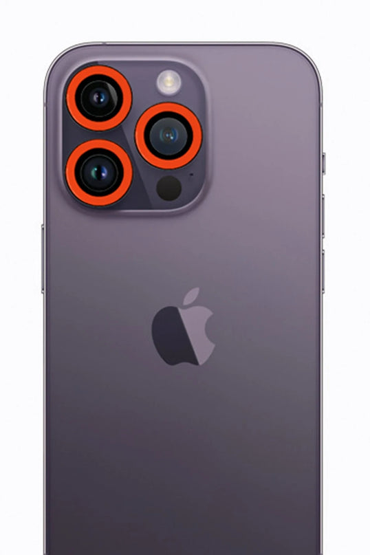 iPhone 12 Pro Max Neon Fosforlu Kamera Lens - Turuncu