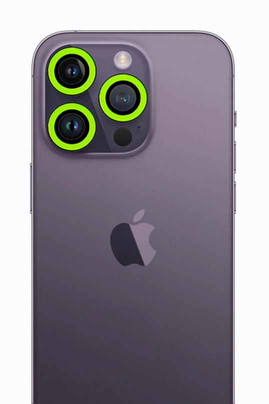 iPhone 12 Pro Neon Fosforlu Kamera Lens - Yeşil