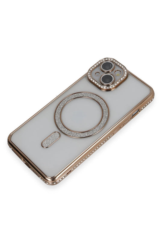 iPhone 13 Joke Simli Magneticsafe Kılıf - Gold 3
