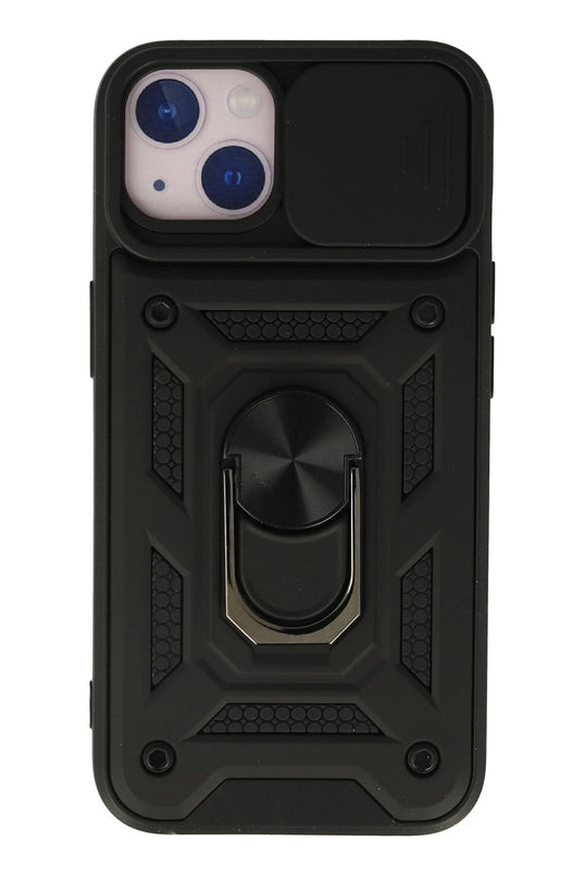 iPhone 13 Pars Lens Yüzüklü Silikon Kılıf - Siyah
