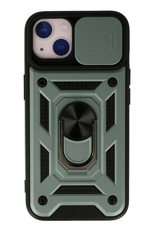 iPhone 13 Pars Lens Yüzüklü Silikon Kılıf - Yeşil