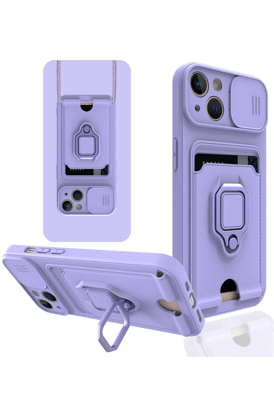 iPhone 13 Zuma Kartvizitli Yüzüklü Silikon Kılıf - Lila
