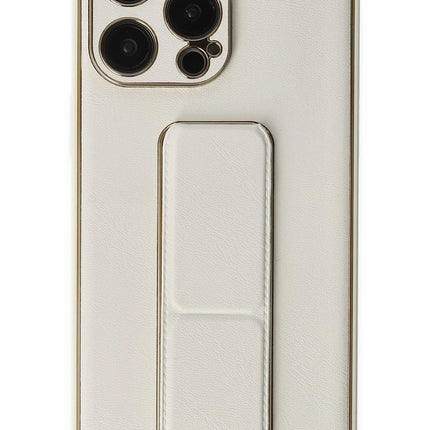 iPhone 13 Pro Coco Deri Standlı Kapak Kılıf - Beyaz